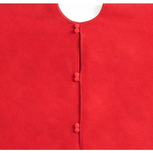 Handmade Red Oval Border Christmas Tree Skirt Wool 60"