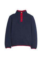 Classic Quilted Pullover - Navy with Red