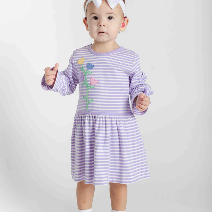 Knit Dress With Heart Flowers