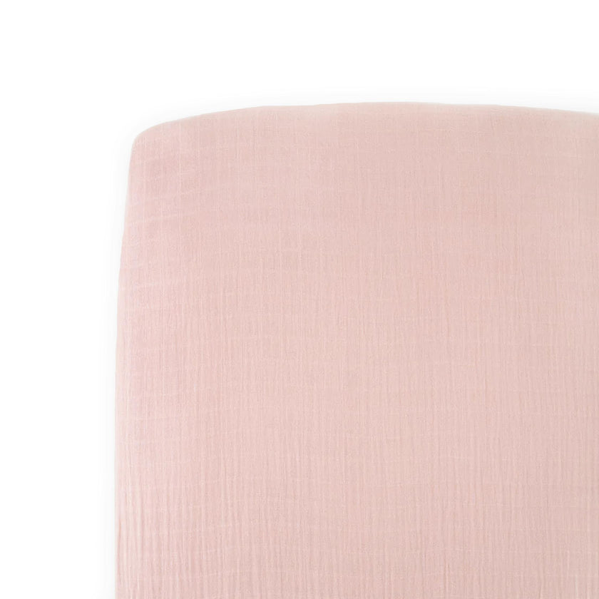 Cotton Muslin Crib Sheet - Light Pink