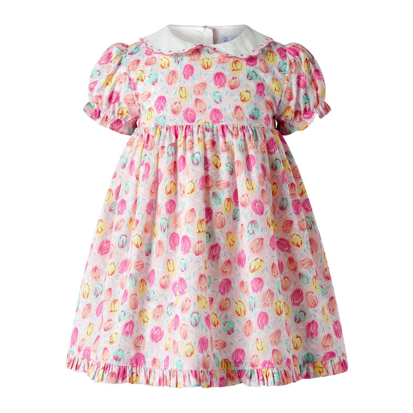 Pink Scalloped Collar Tulip Dress and Bloomers