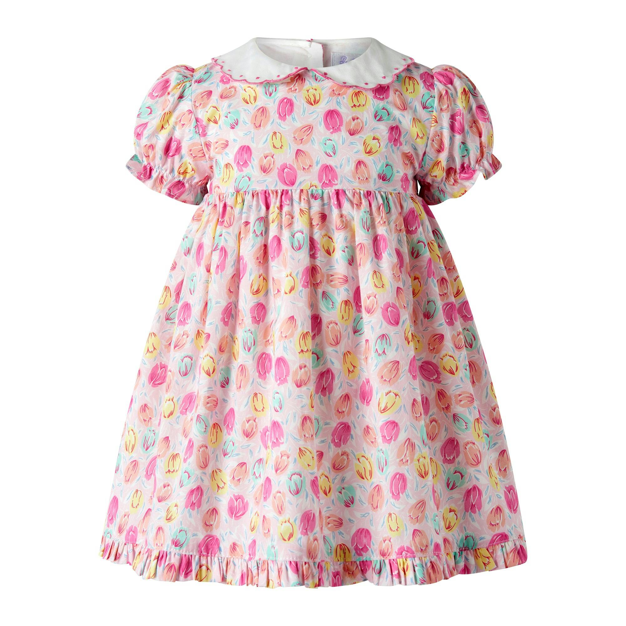 Pink Scalloped Collar Tulip Dress and Bloomers