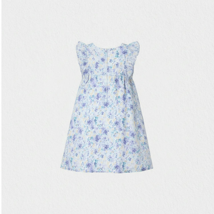 Elena Girl Dress Sleeveless, Watercolor Blue Yellow