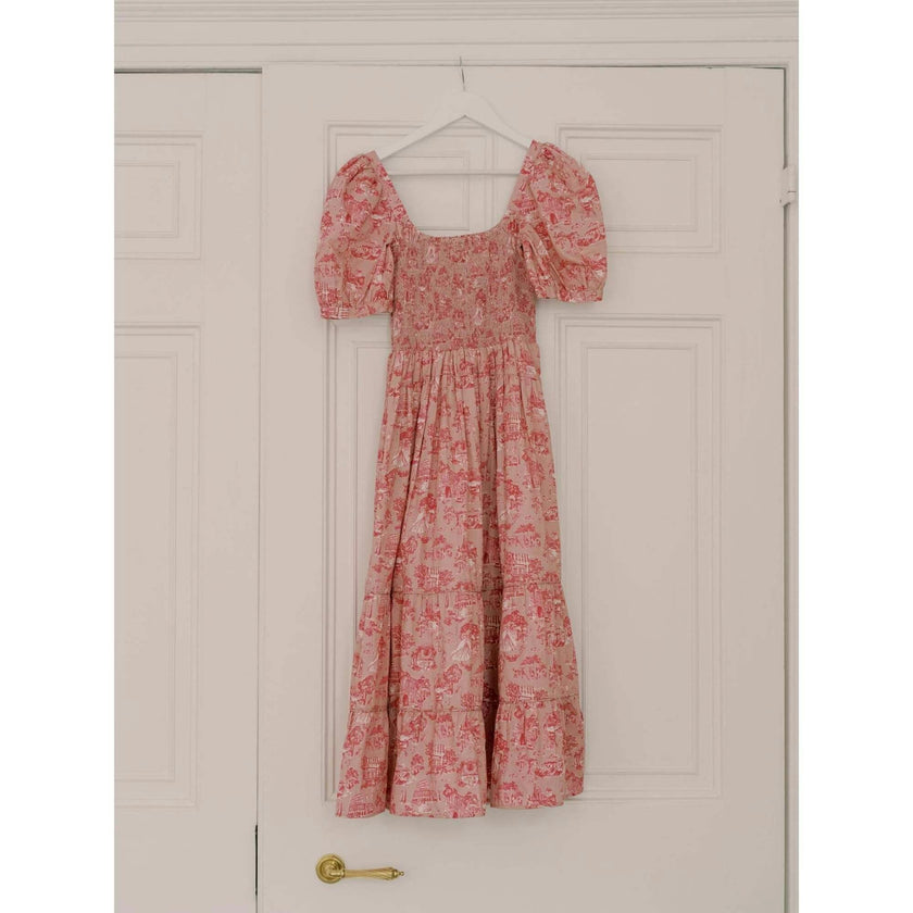 Nicky Hilton x La Coqueta Pink Toile de Jouy London Women Long Dress