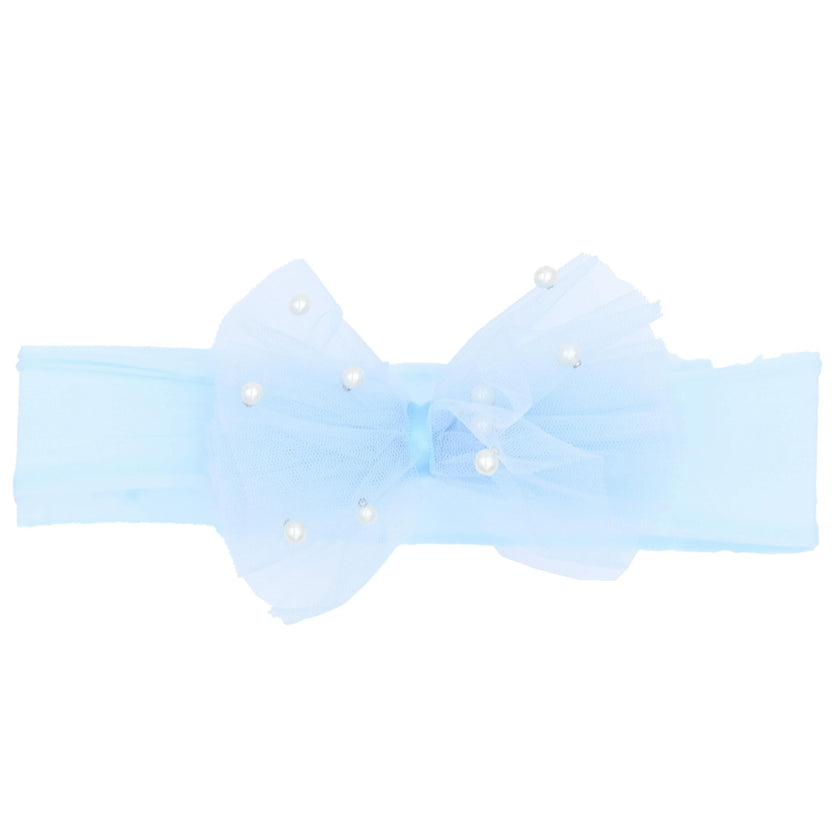 Multicolored Tulle Pearl Ribbon Headband