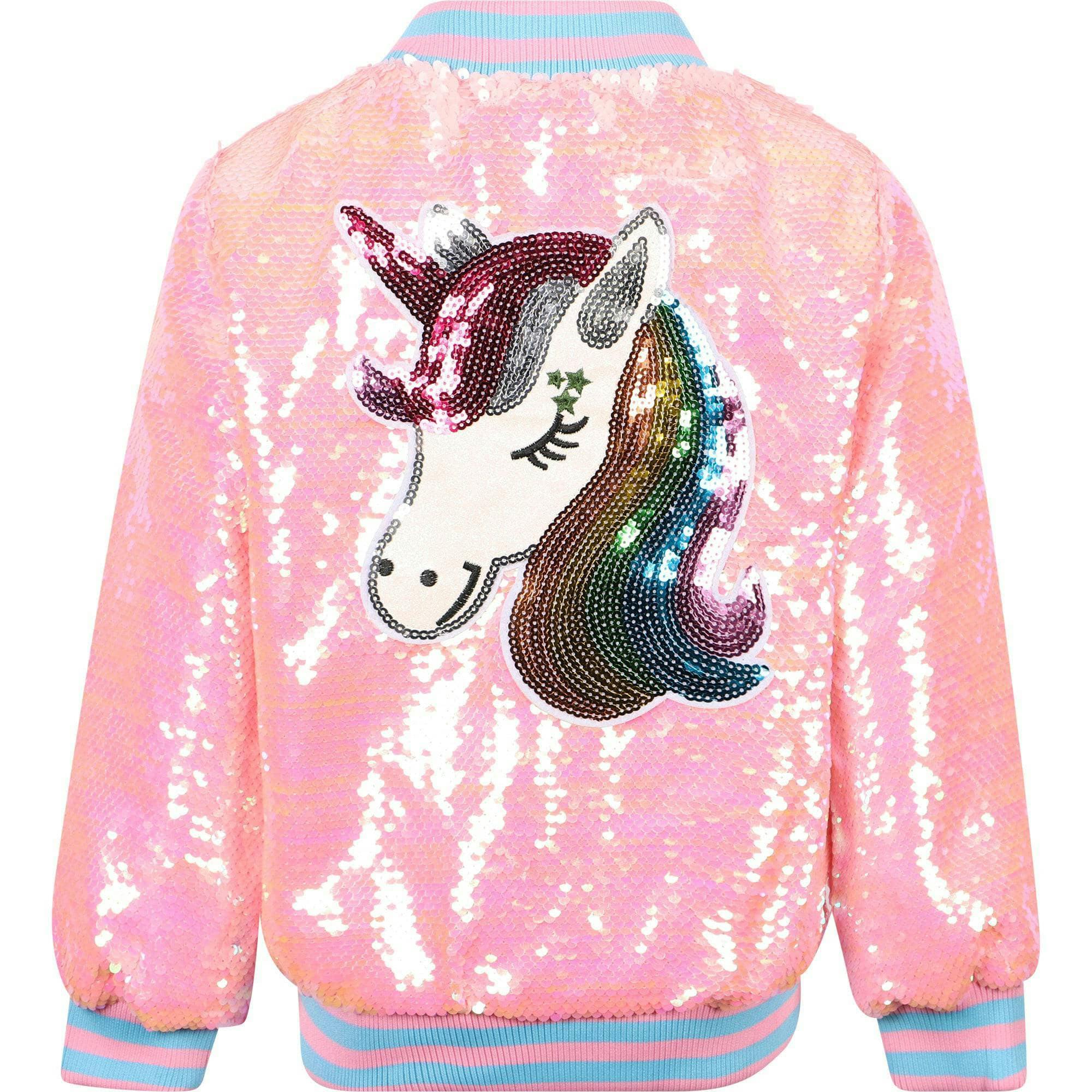 Pretty in Pink Unicorn Sequin Bomber