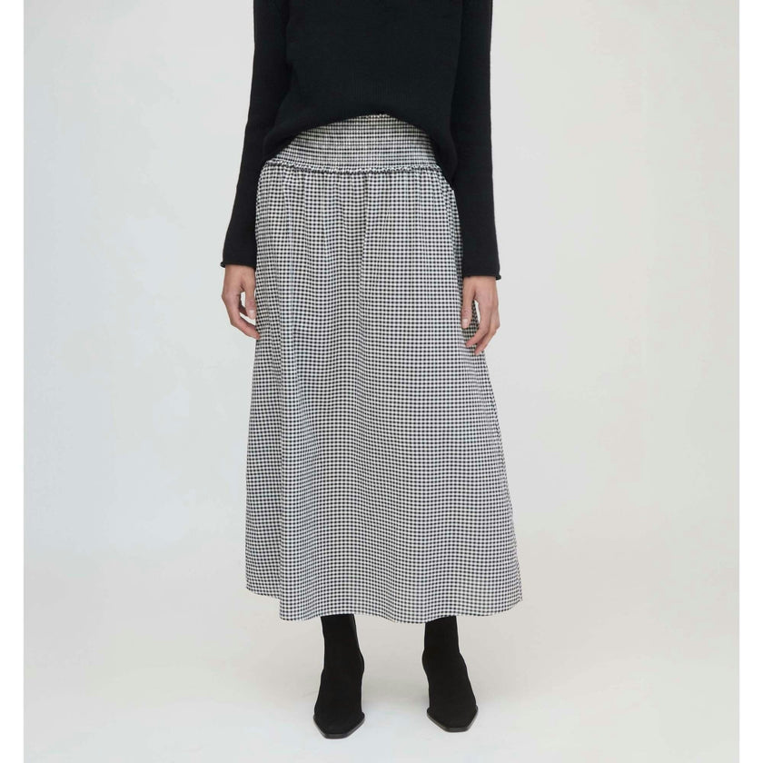The Delphine Nap Skirt - Black/Sand Gingham