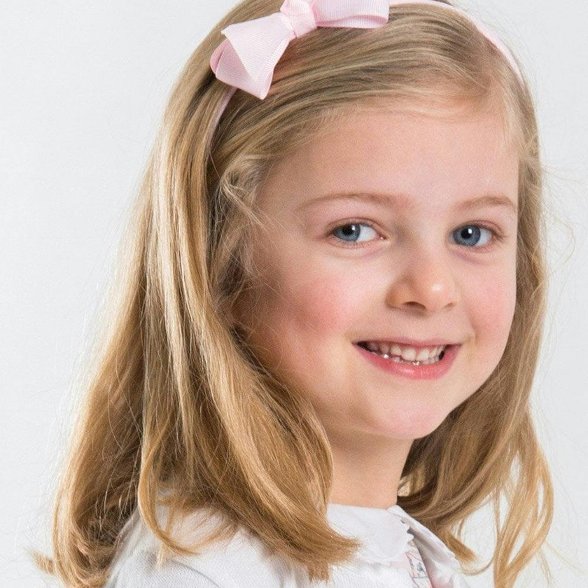 Pretty Bow Alice Band in Powder Pink
