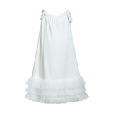 White Kendra Ruffle Hem Tie-Strap Dress