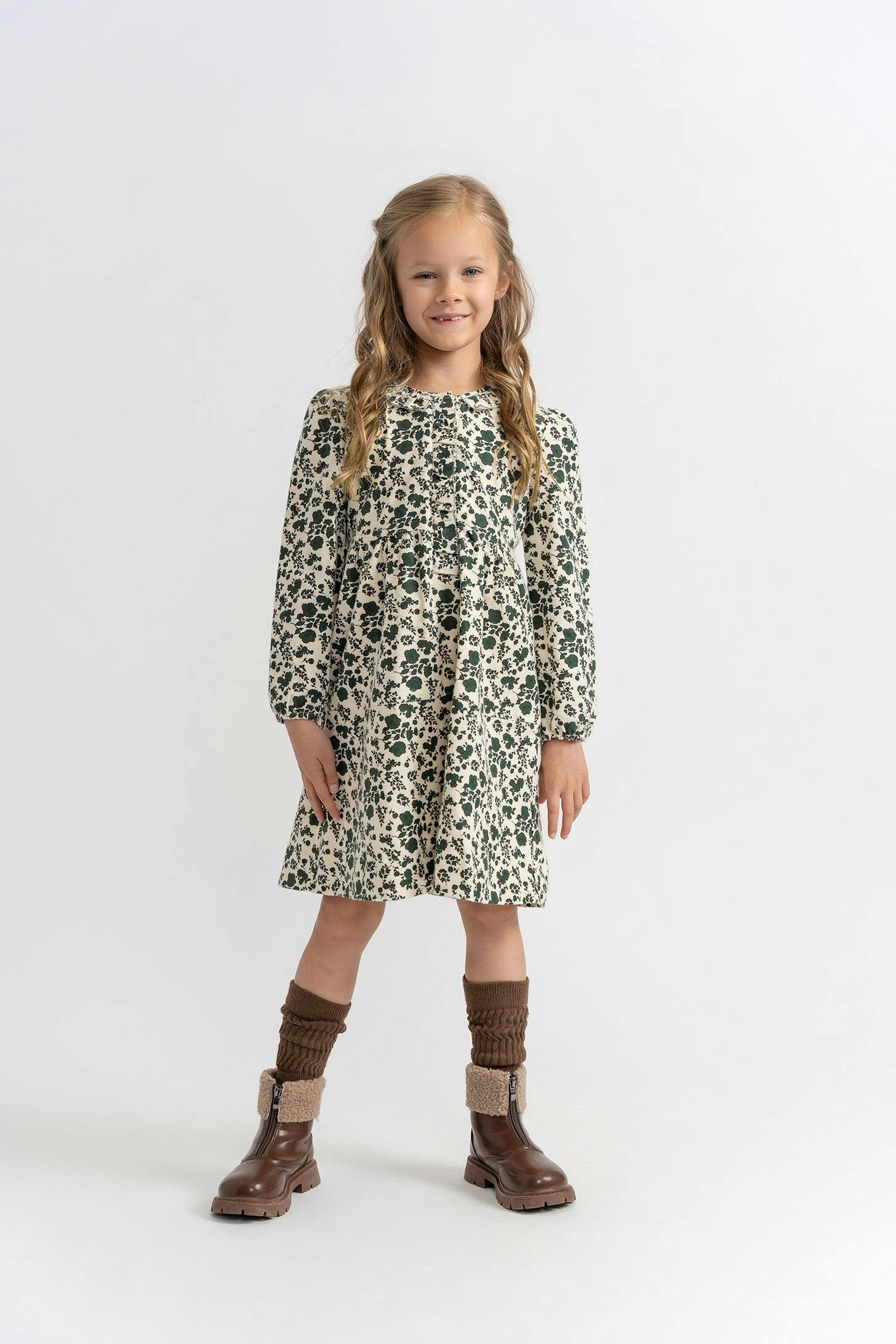 Woven Flannel Dress Forest