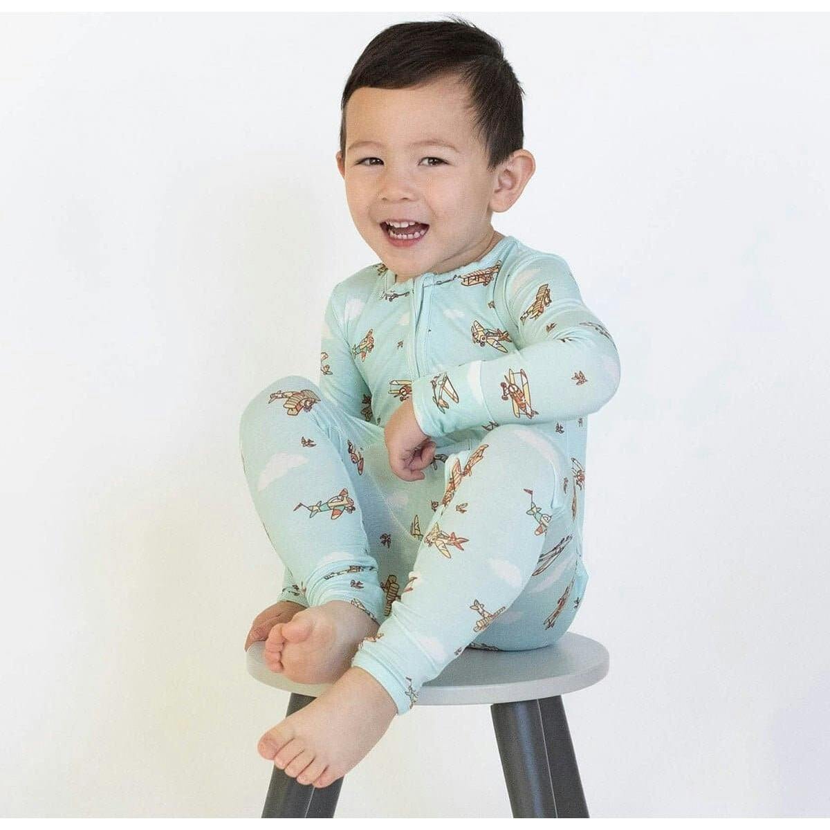 Vintage Airplanes Bamboo Convertible Footie