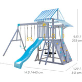 Teamson Kids Laguna Wooden Swing Set With Slide & Rock Wall