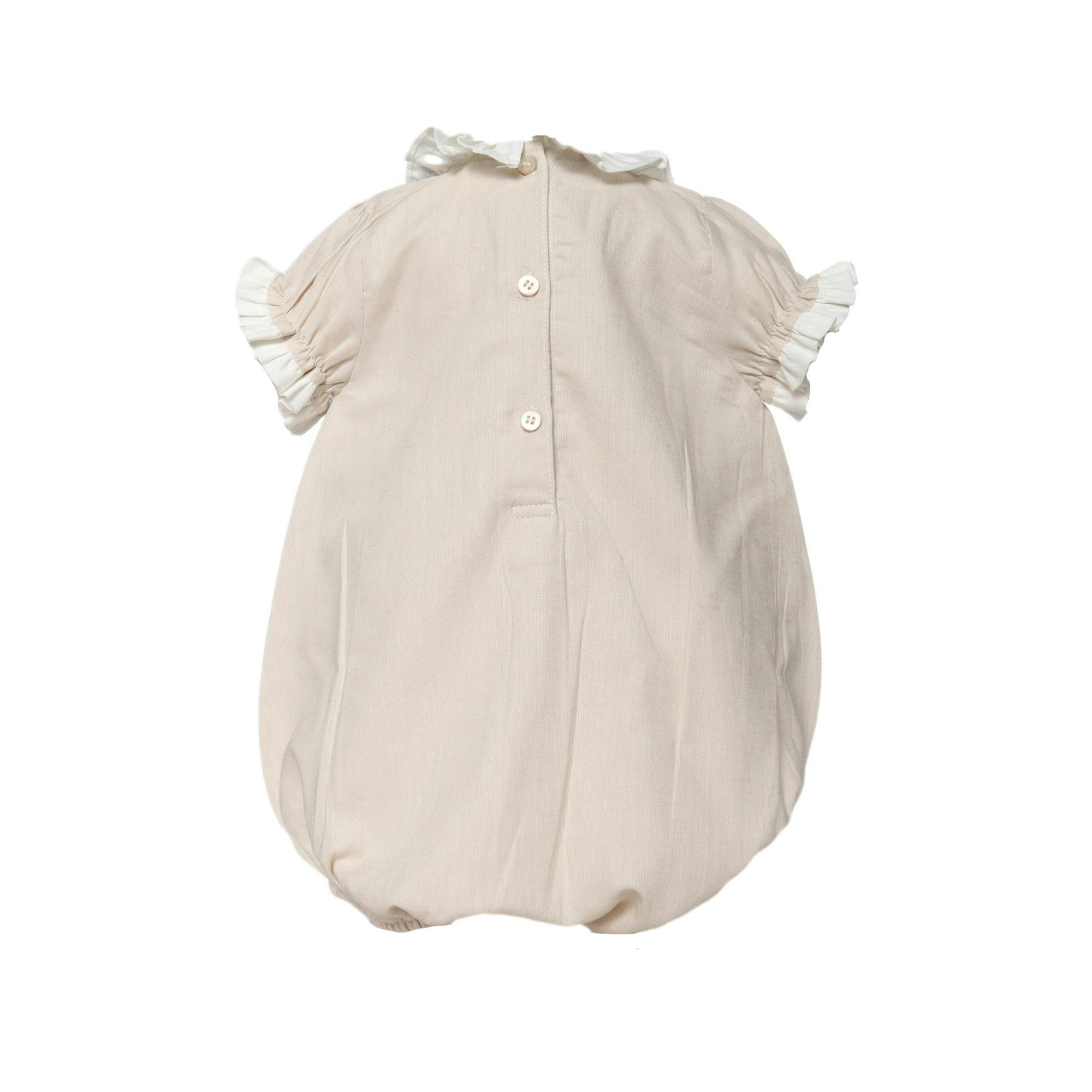 Baby Girl Linen Bubble with Ruffle Collar