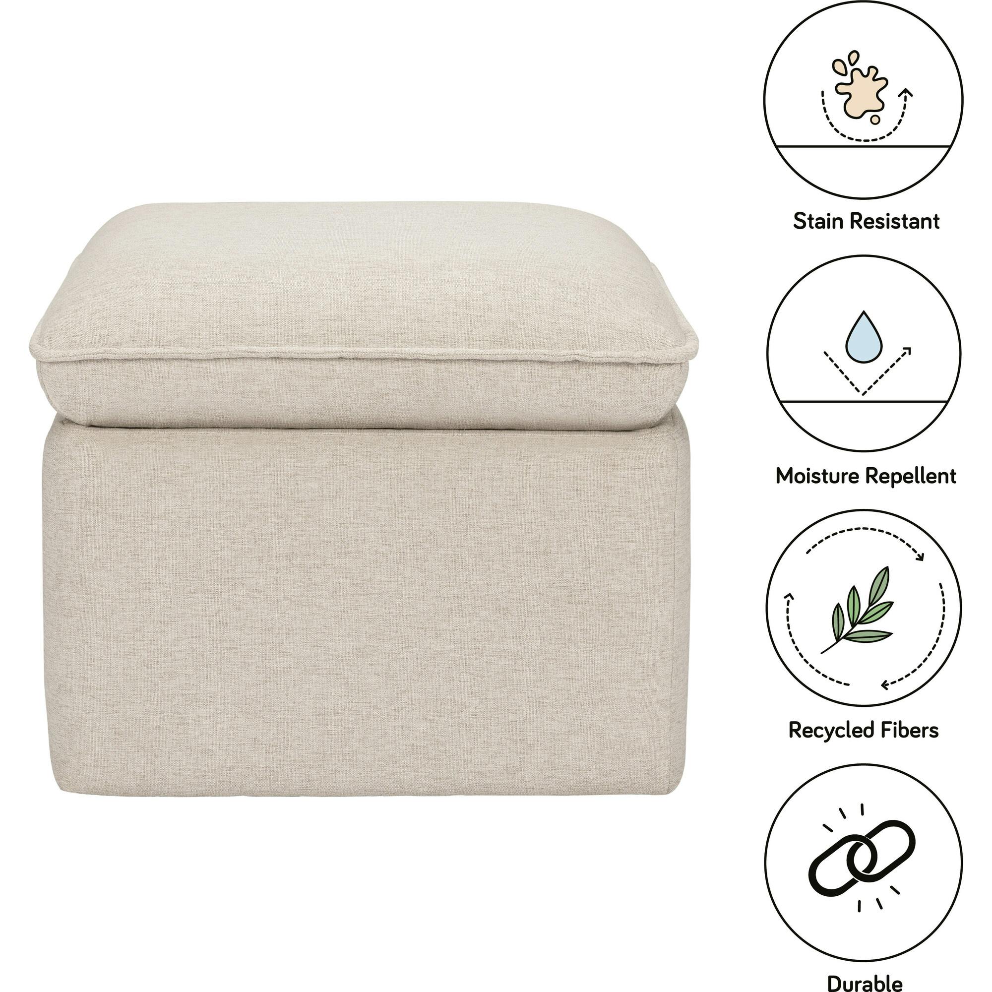 Cali Eco-Performance Fabric Storage Ottoman With USB Port