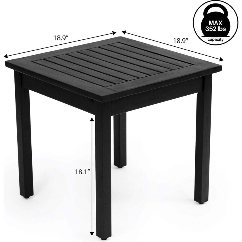 Archer 18.9" Modern Classic Square Slatted Solid Acacia Wood Indoor/Outdoor Adirondack Side Table