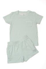 Pistachio Mini-Stripe Shorts & T-Shirt Set