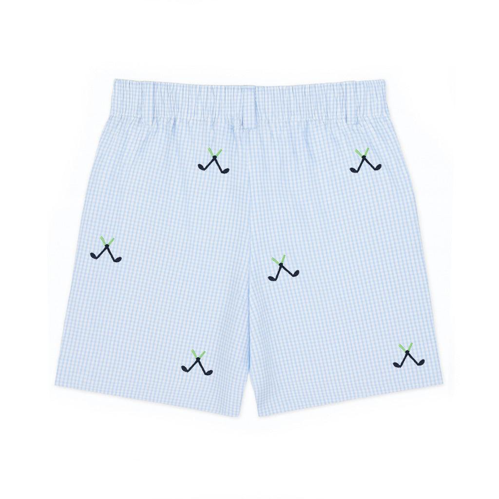 Check Seersucker Short With Golf Clubs