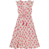 Giselle Women's Maxi Dress White Pink Ikat, Pink