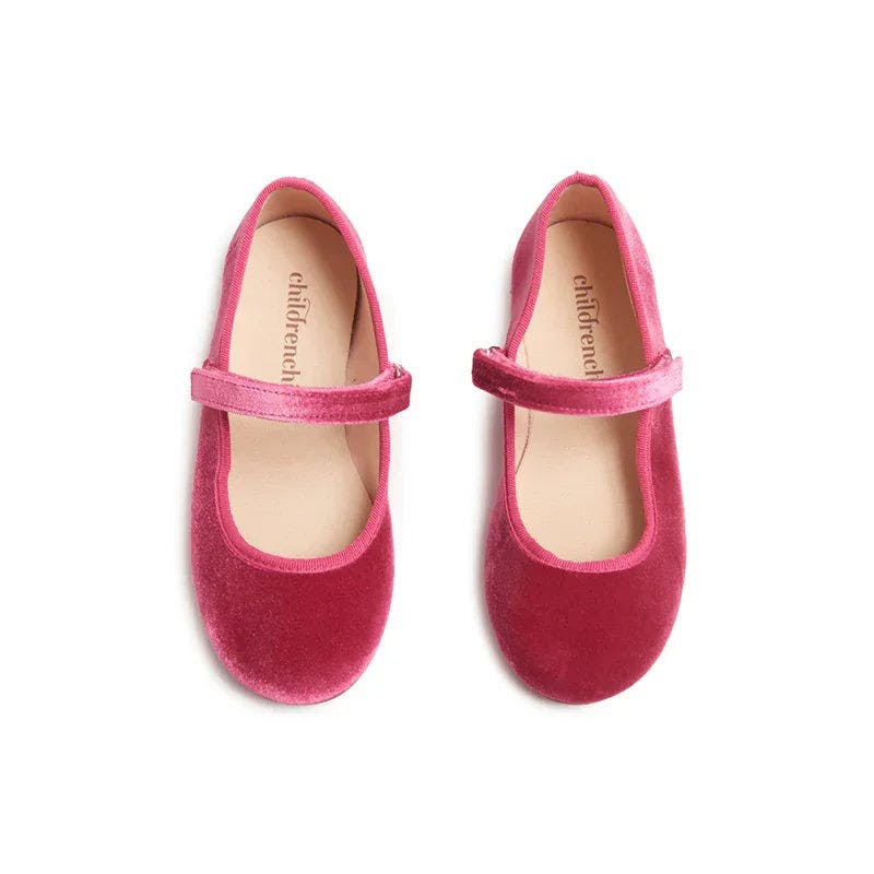 Classic Velcro Strapped Velvet Mary Jane Shoes