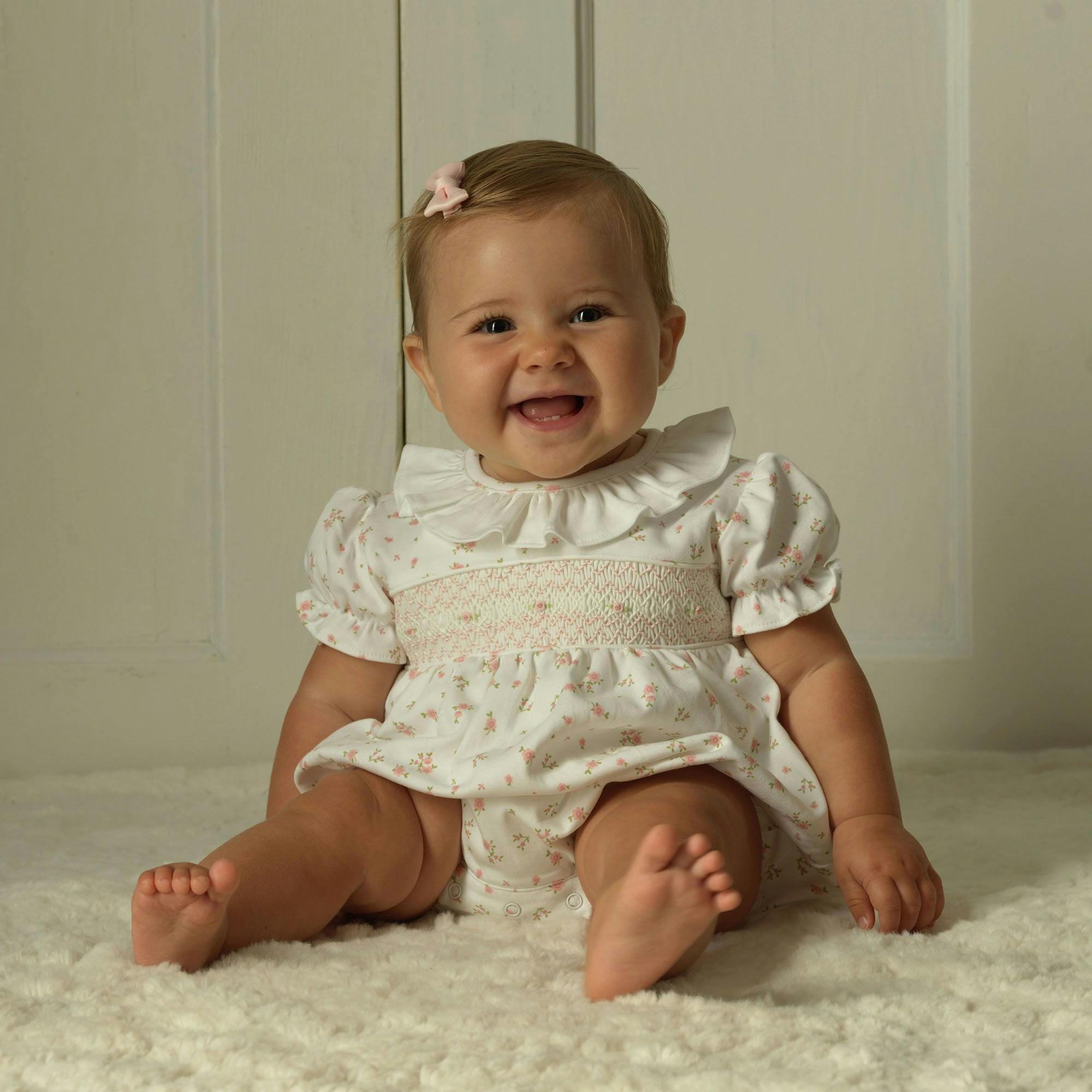 Pima Floral Smocked Bubble