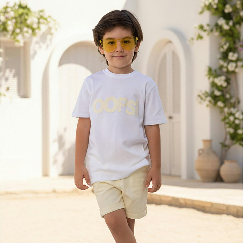 Cederique Boy T-shirt Short Sleeve, White Oops