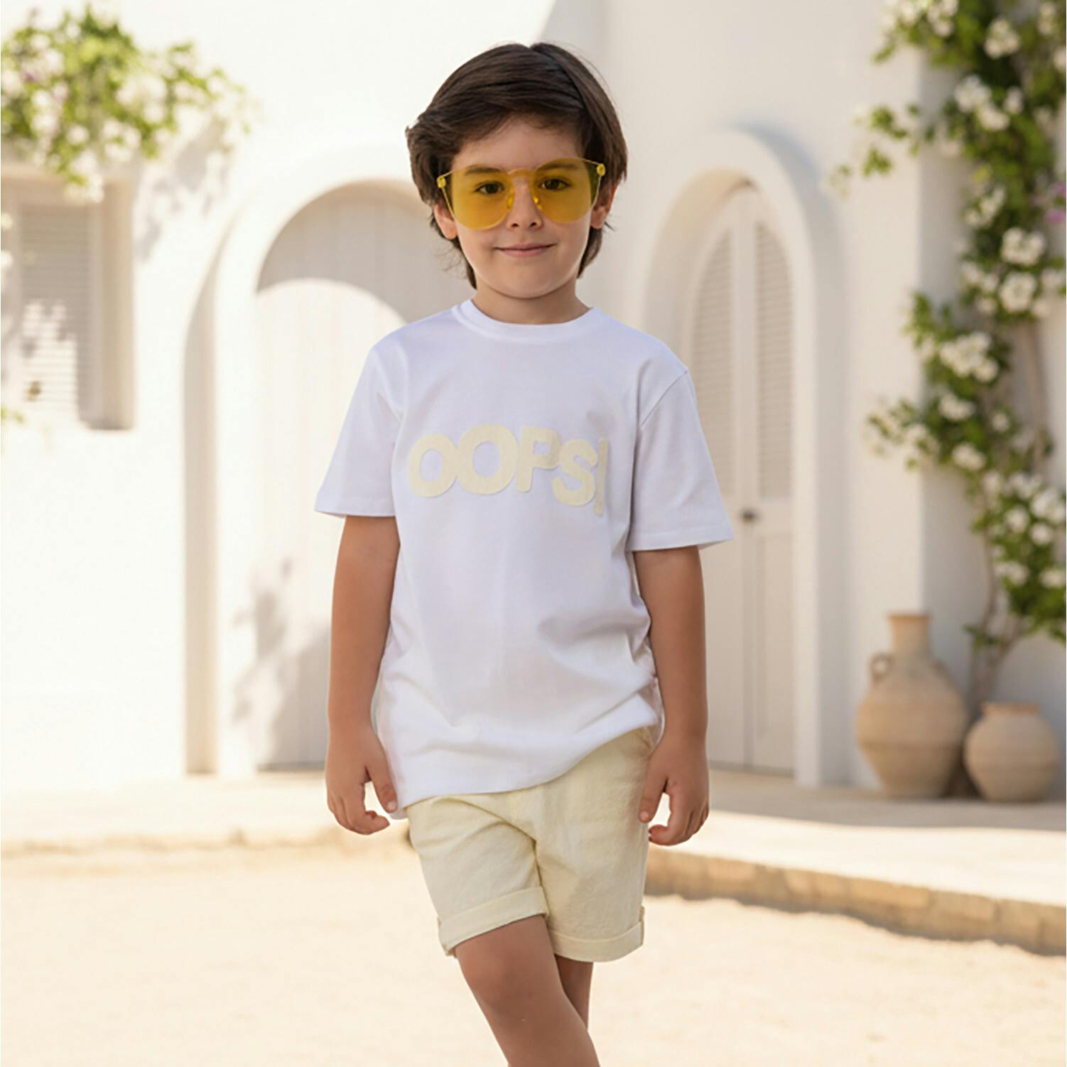 Cederique Boy T-shirt Short Sleeve, White Oops