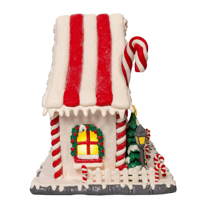 Kurt Adler 10.5-Inch Battery Operated LED Candy Cane Lane House