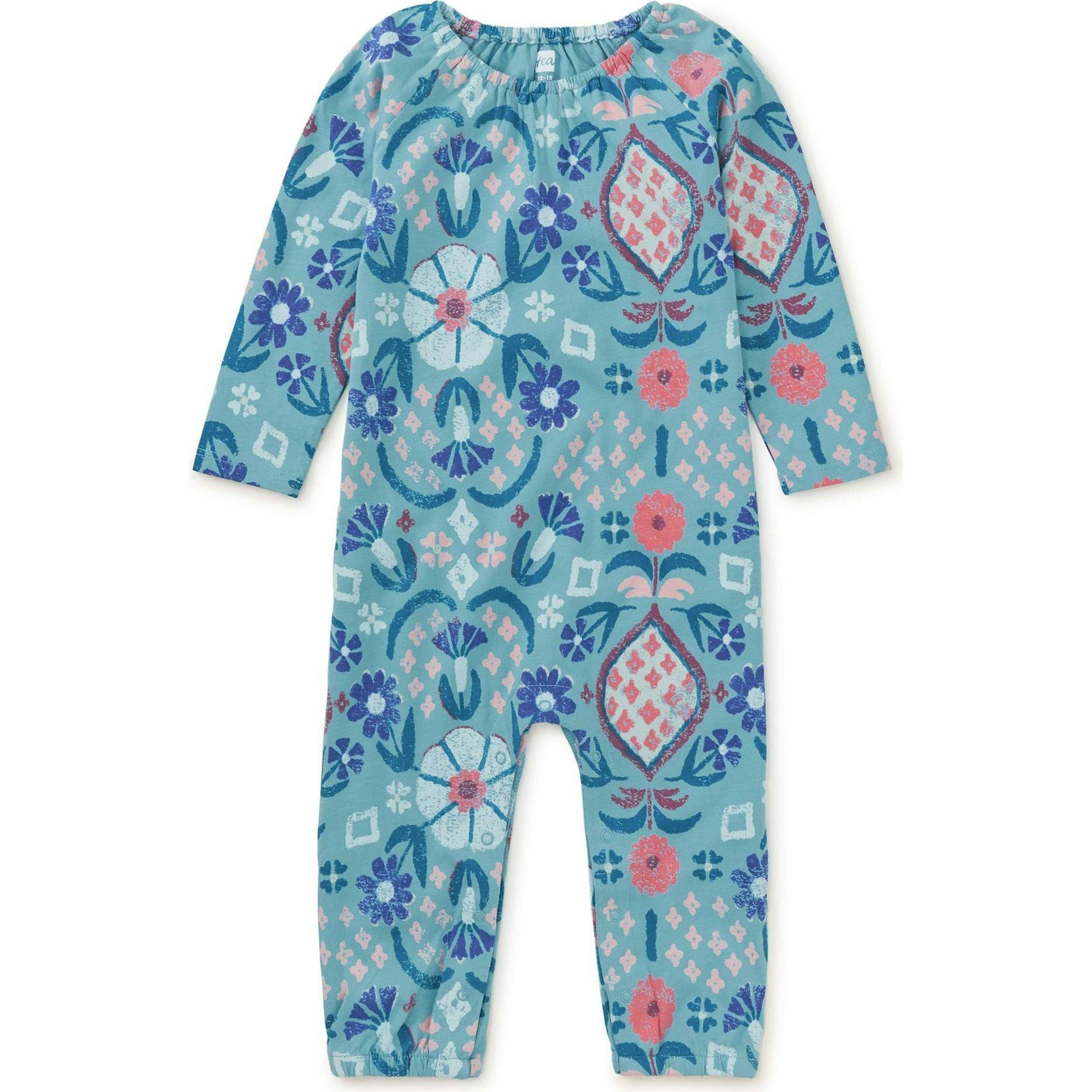 Babys Crew Neck Raglan Long Sleeve Romper, Multi