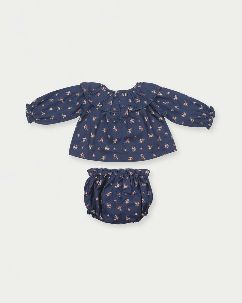 Daisy Baby Blouse & Bloomer Set - Ditsy Bouquet Navy