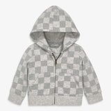 Baby cozy fleece zip hoodie in checkerboard