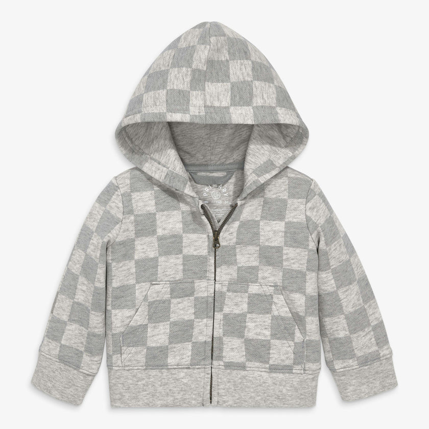 Baby cozy fleece zip hoodie in checkerboard