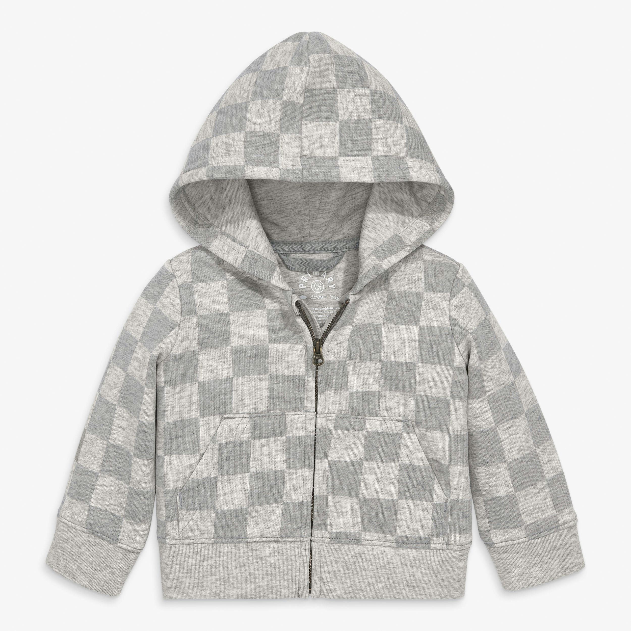 Baby cozy fleece zip hoodie in checkerboard