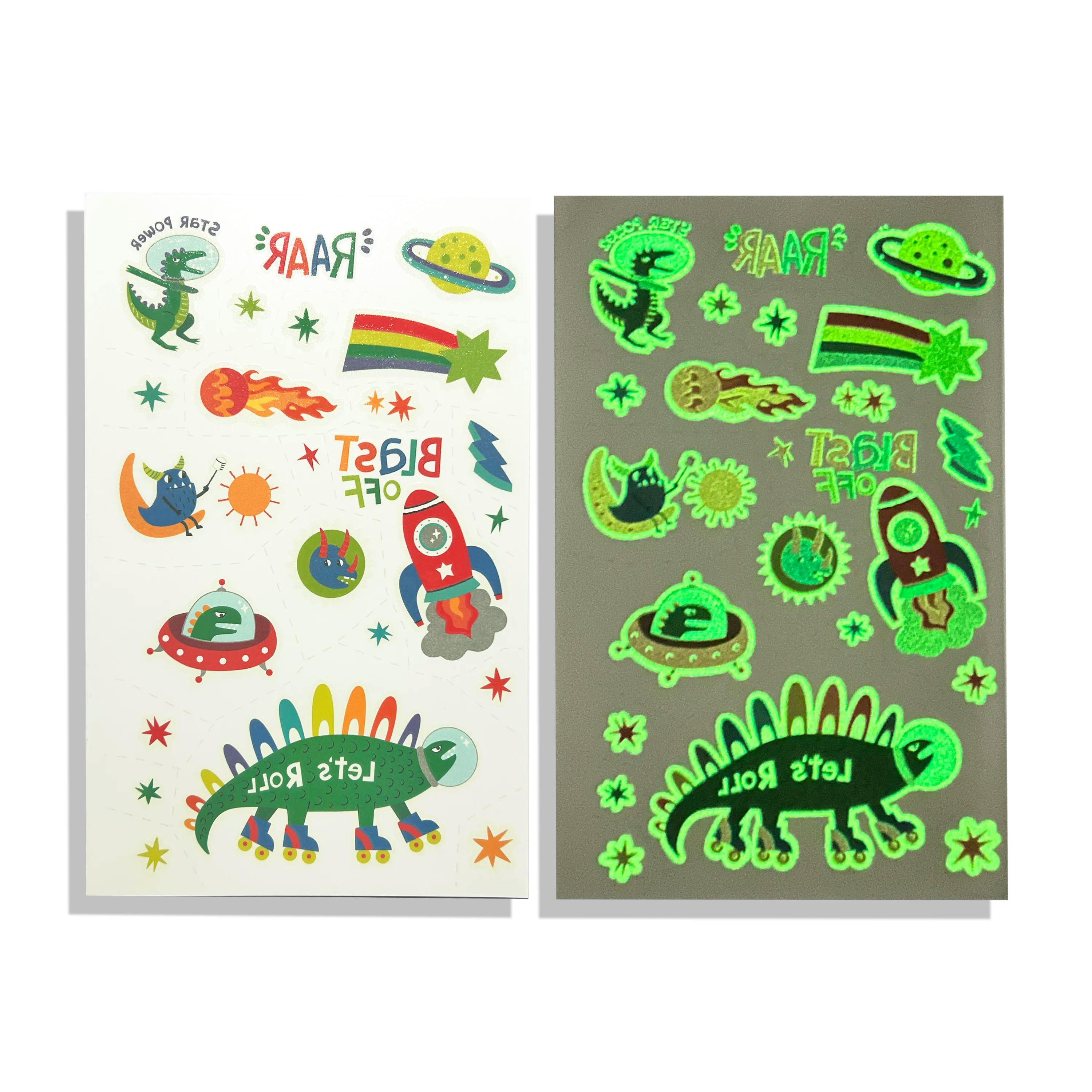 Tattoo-Palooza Glow in the Dark Temporary Tattoos - Zero Gravity Dinos - 3 Sheets