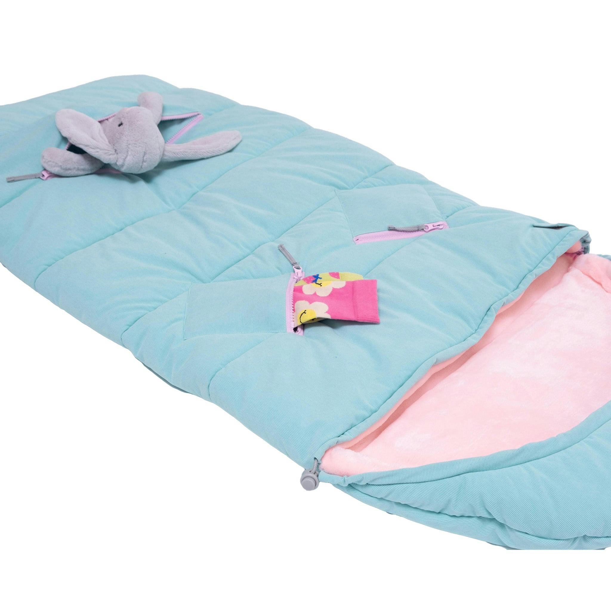 Sleep-N-Pack™ – Little Kid Size | Bows & Ruffles Tanager Turquoise Corduroy