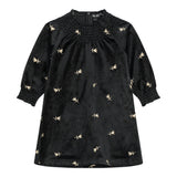 Embroidered Velour Dress Black