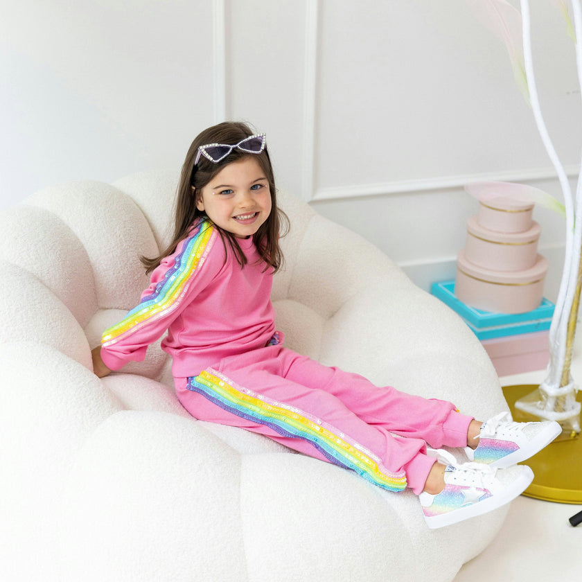 Pink Rainbow Sequin Set