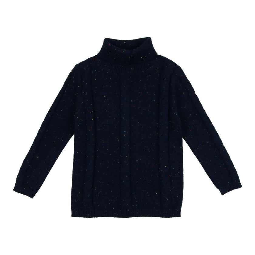 Cable Knit Ribbed Neck Sweater