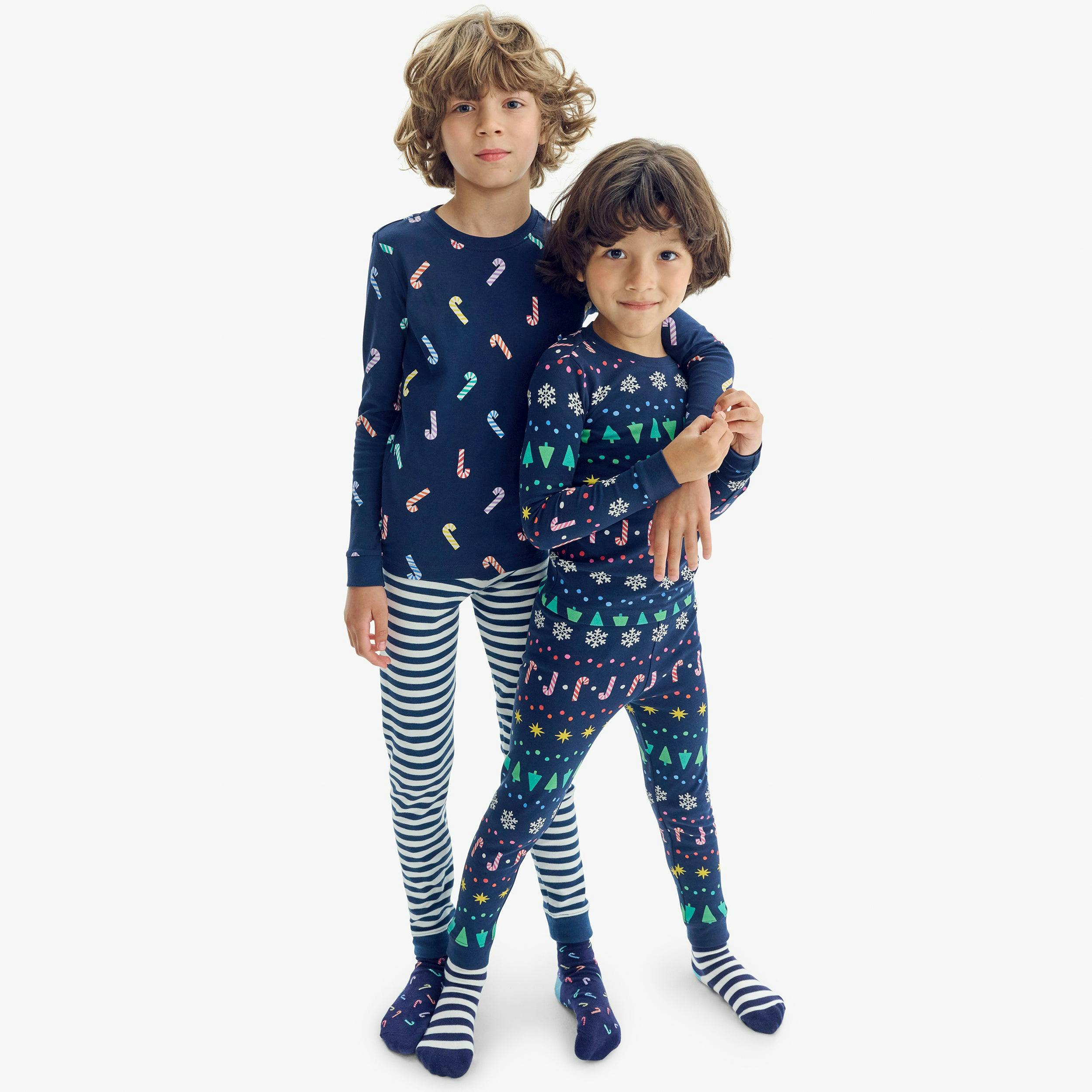Kids organic PJ pant in rainbow fair isle