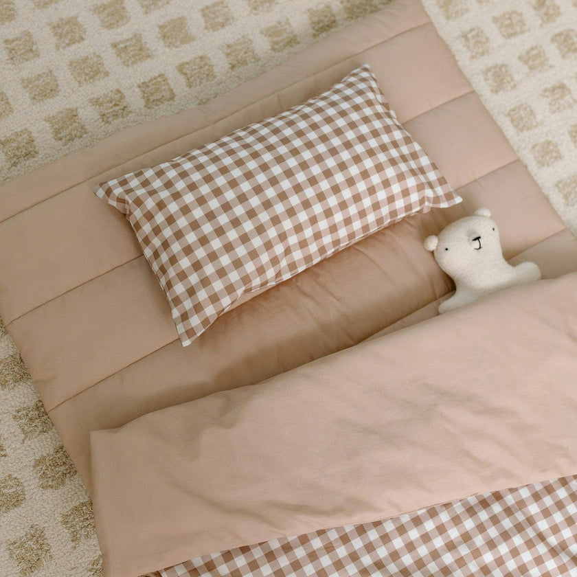 Organic Portable Bedding Set- Brown Gingham