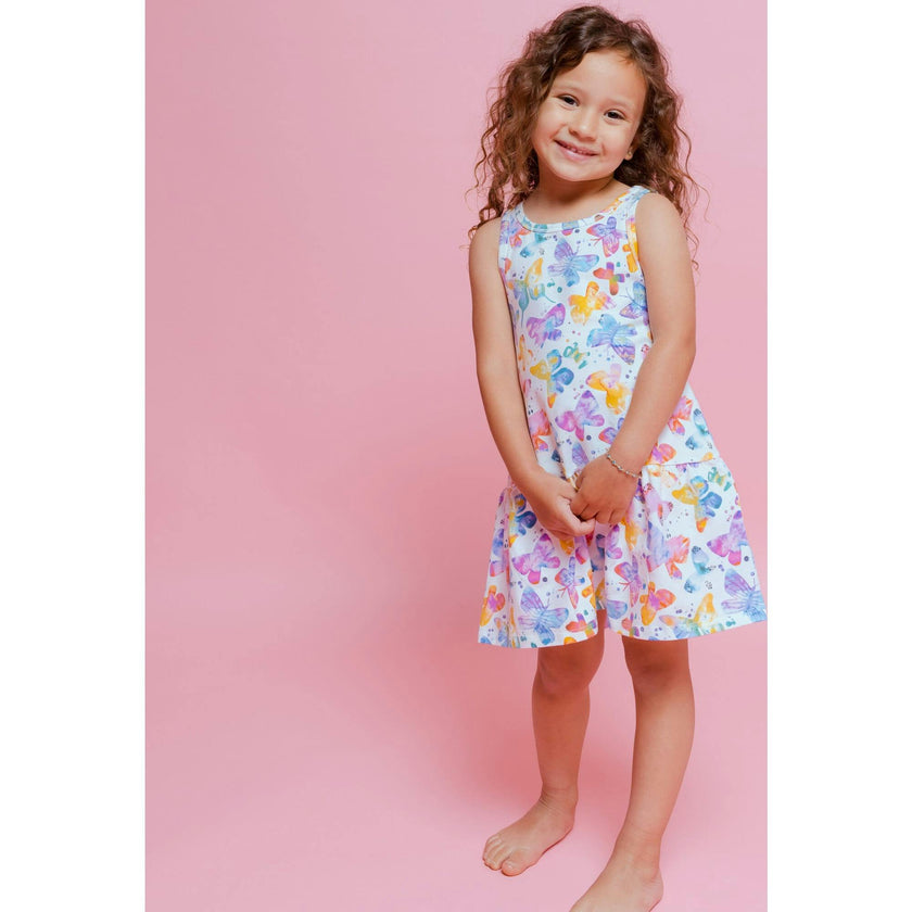 Sleeveless Drop Waist Dress With Matching Shorts