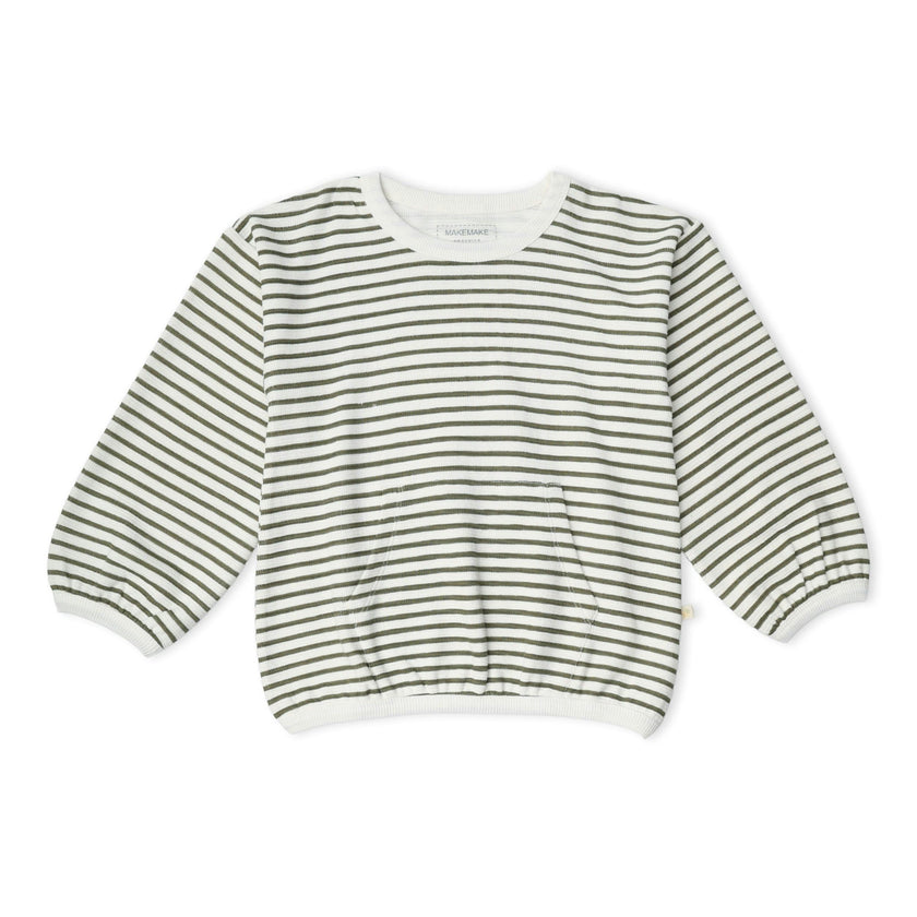 Organic Tee & Pant Slouch Set - Olive Stripes