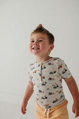 Boys Short Sleeve Henley Shirt in Baseball