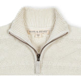 Organic Long Sleeve Half Zip Cable Pullover Sweater, White