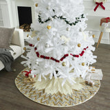 Handmade Christmas Tree Skirt - Hand Beaded Metallic Starburst on French Vanilla Silk