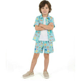 Boys Synthetic Viscose Matching Set | Aqua beach