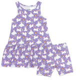 Sleeveless Drop Waist Dress With Matching Shorts