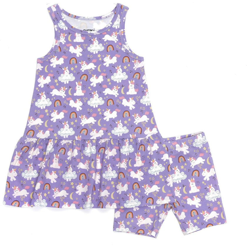 Sleeveless Drop Waist Dress With Matching Shorts