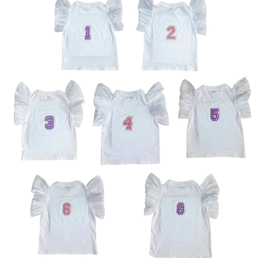 Birthday Girl Gem Ruffle Sleeve Shirt