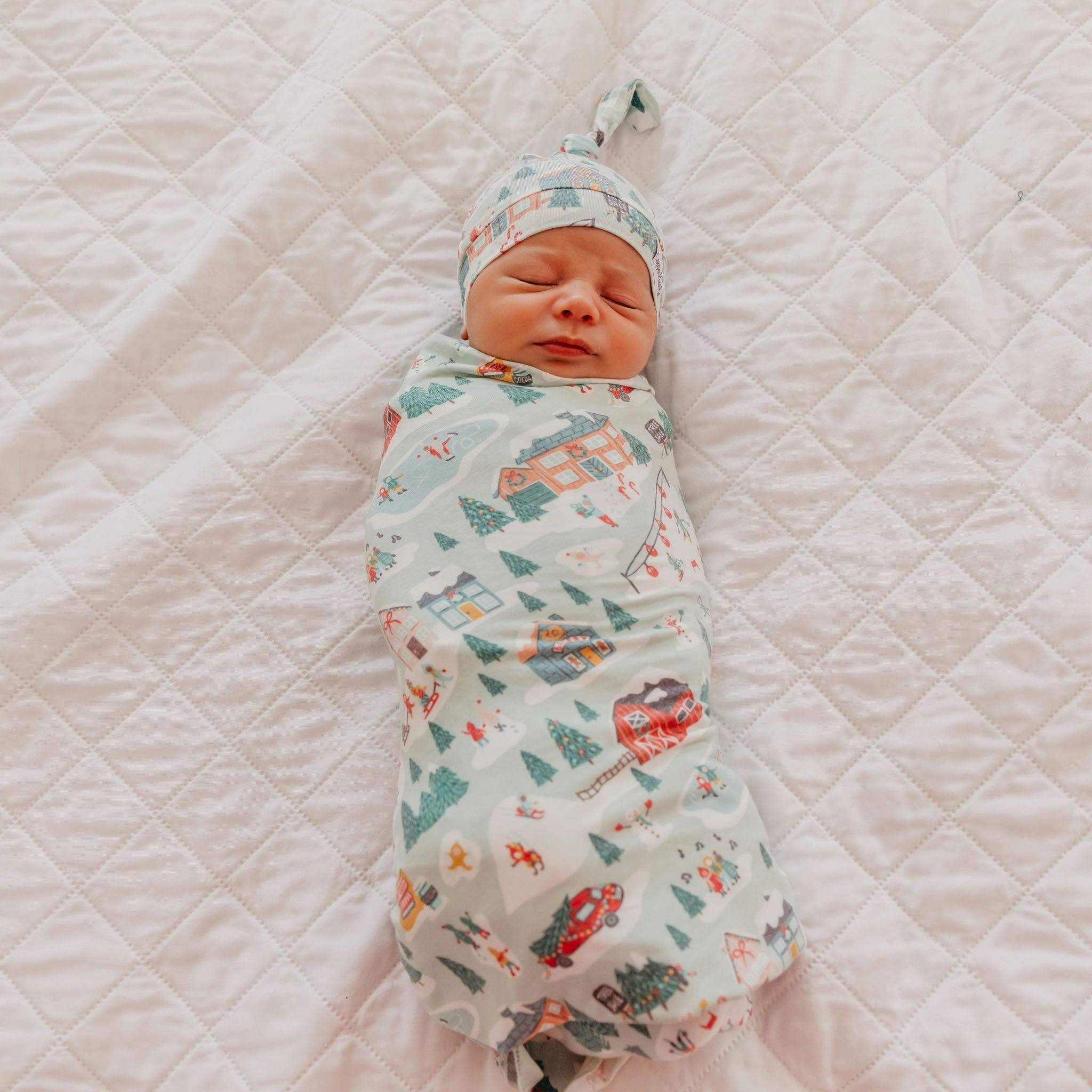 Top Knot Hat - Snowy Slopes