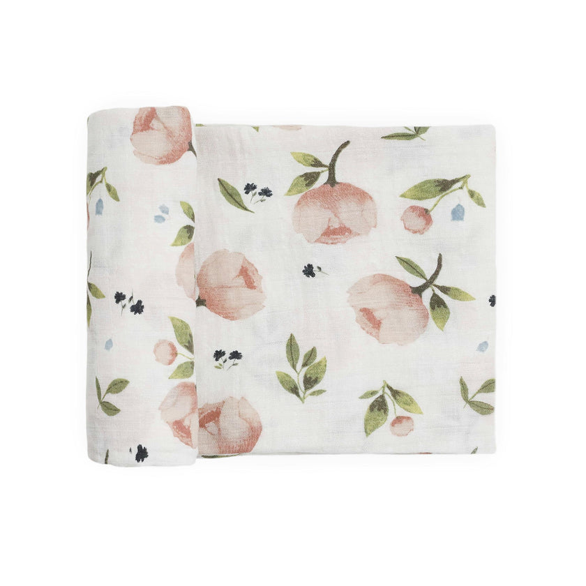 Organic Cotton Muslin Swaddle Blanket - Watercolor Floret
